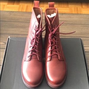 New Frye Veronica Red Clay Combat Boot